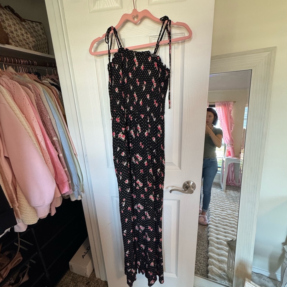 ILLA ILLA Black and Pink Floral Jumpsuit